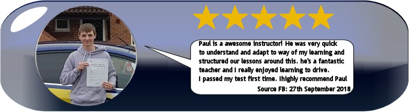 5 Star Review of Paul's 5 Star Driving Tuition